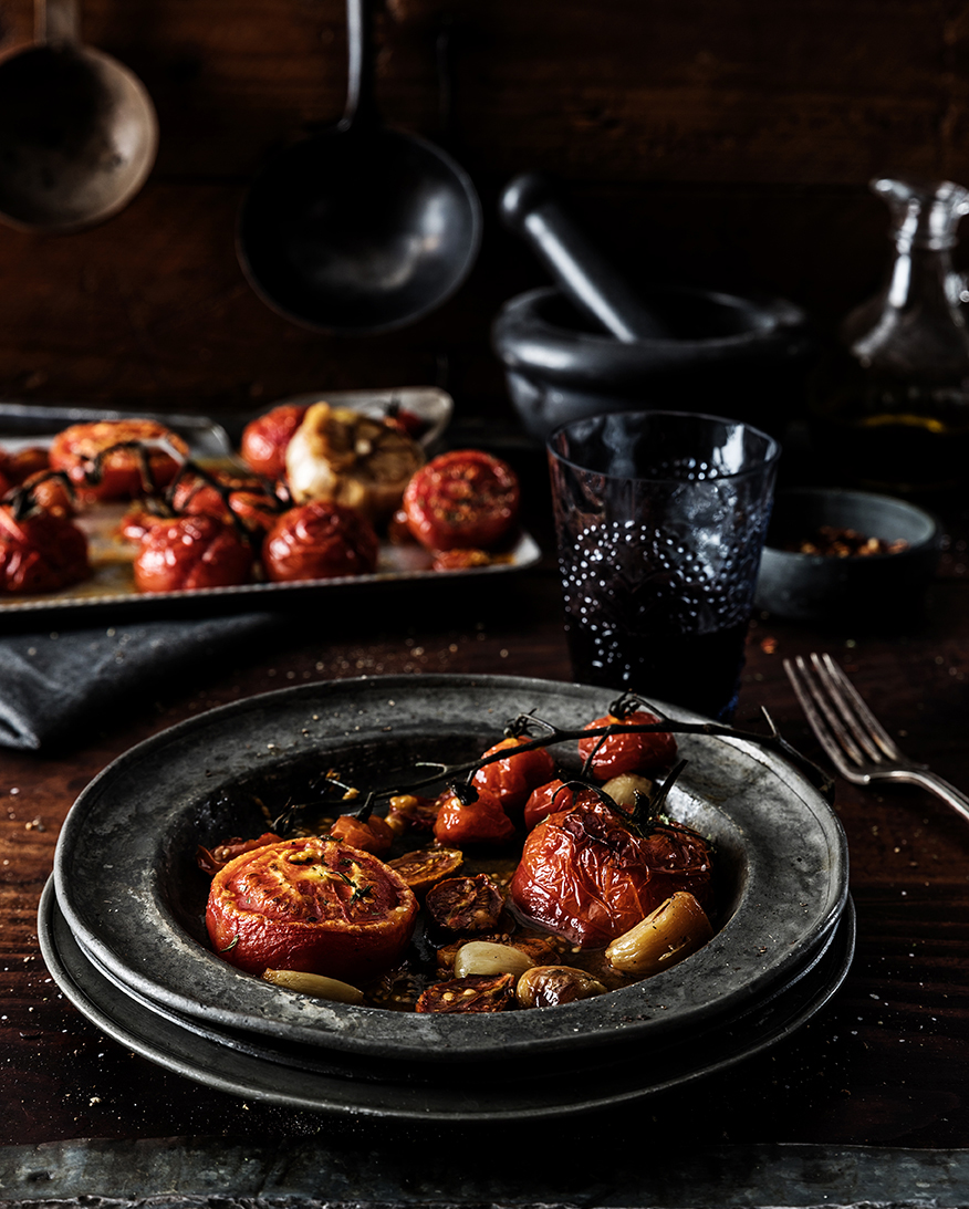Plate of Tomatoes and Garlic Dallas Food Photographer