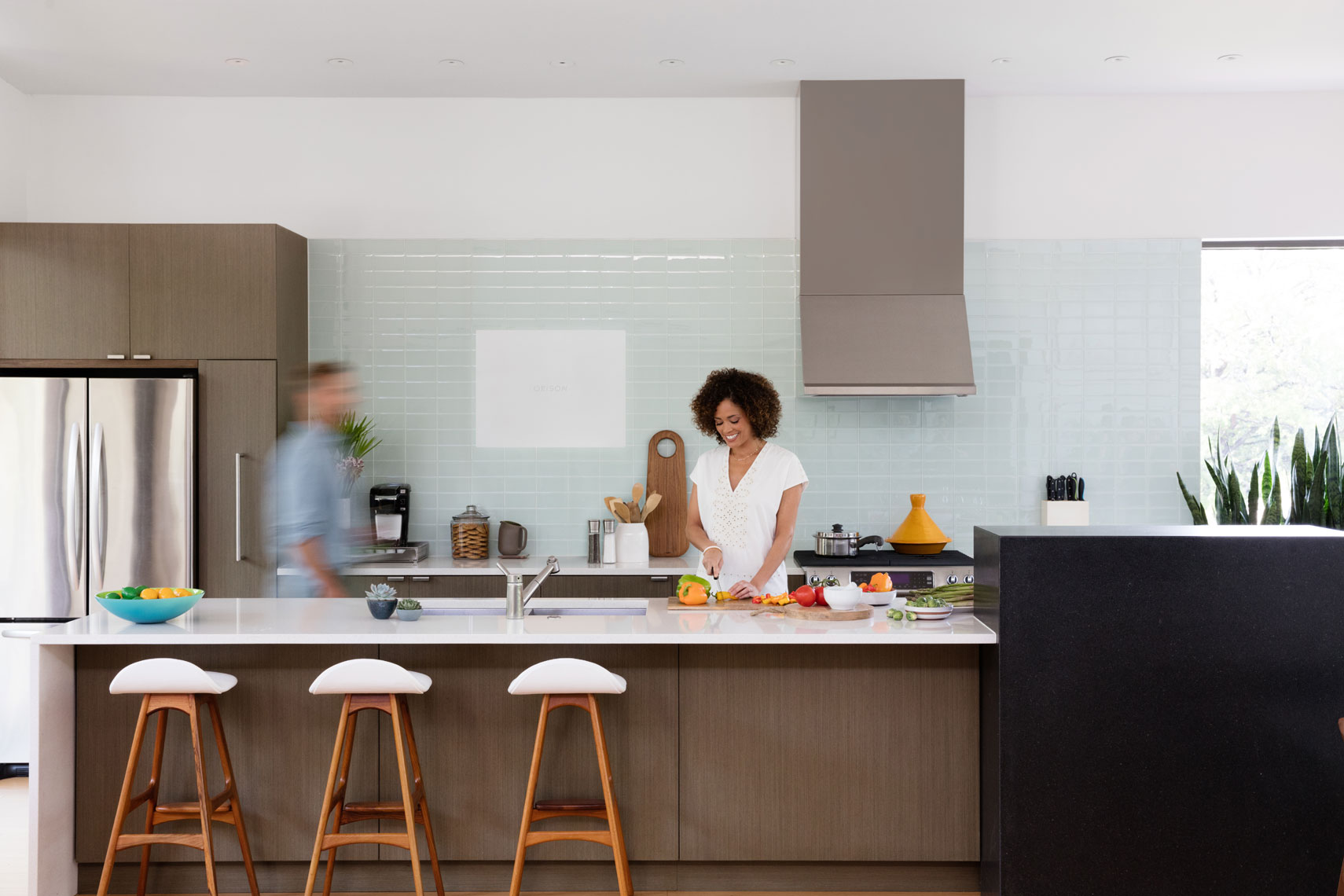 Husband and Wife in Kitchen with Orison, Dallas product photography