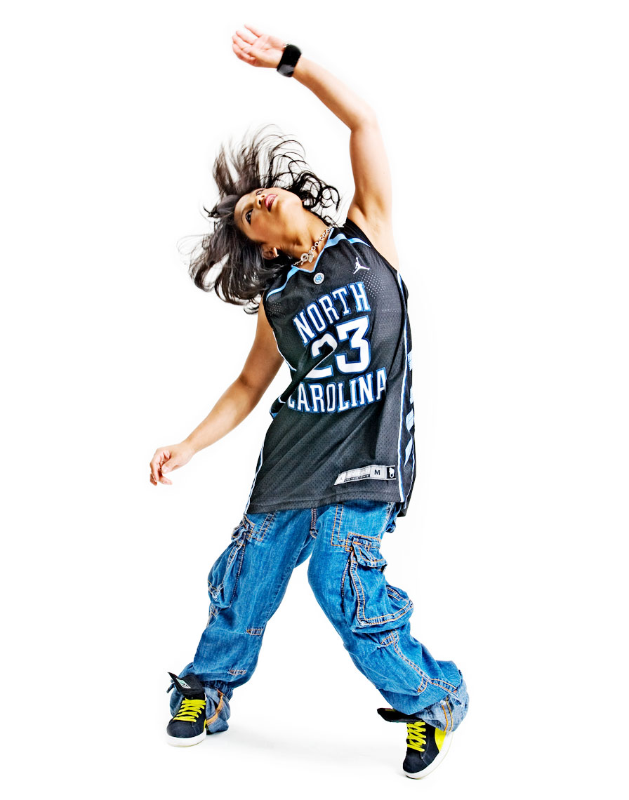 Girl Dancing in Basketball Jersey Dallas People phtoography