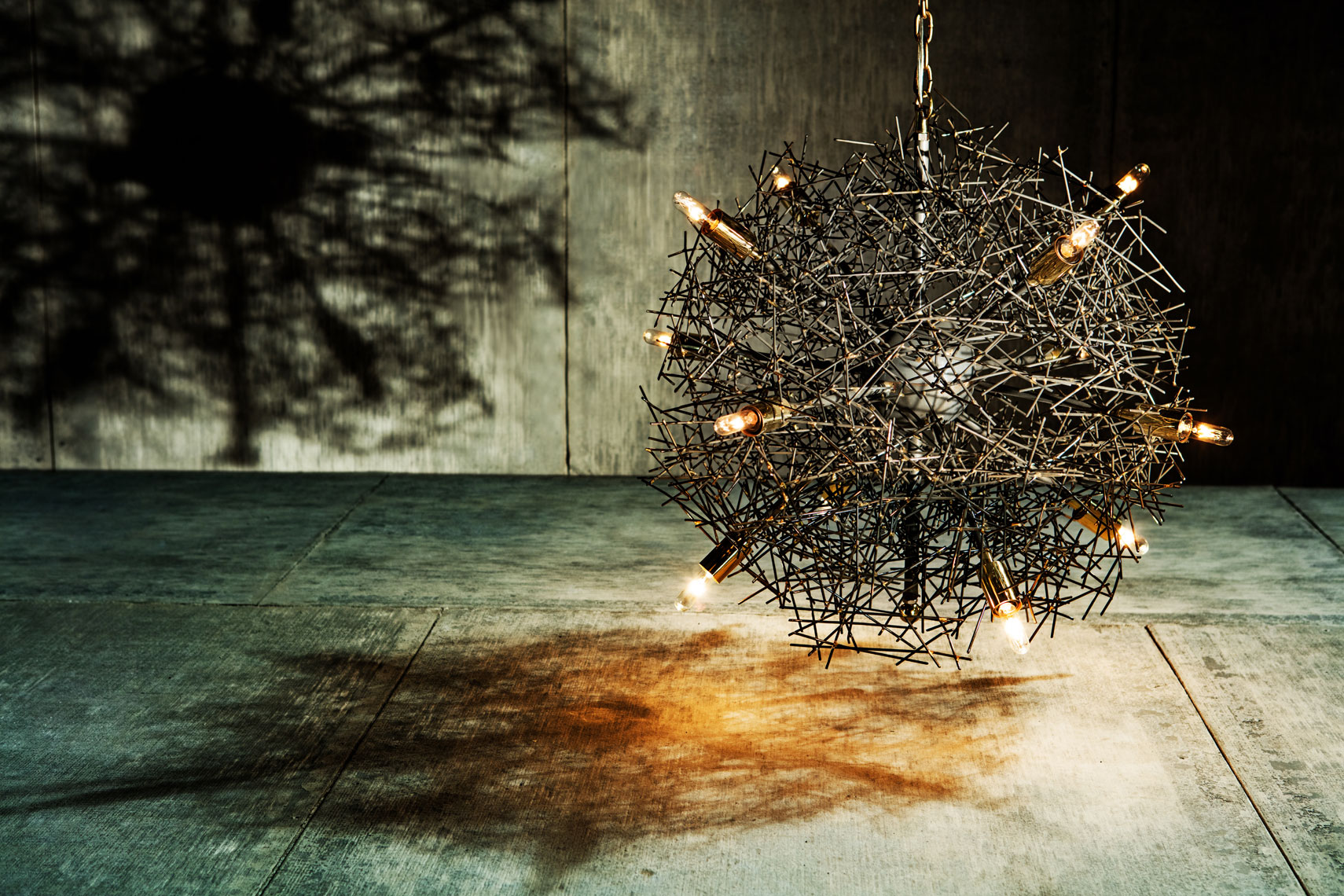 Wire jumbled chandelier Dallas product photography